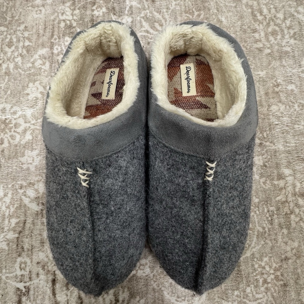 Dearfoams‎ Slippers Women's XL Size 11-12 Grey Memory Foam Comfort Washable